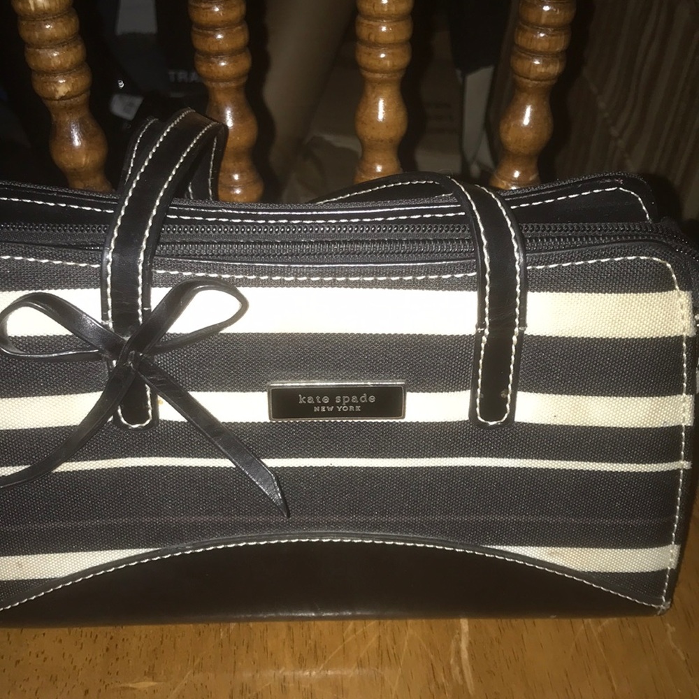 off white and black mini kate spade purse